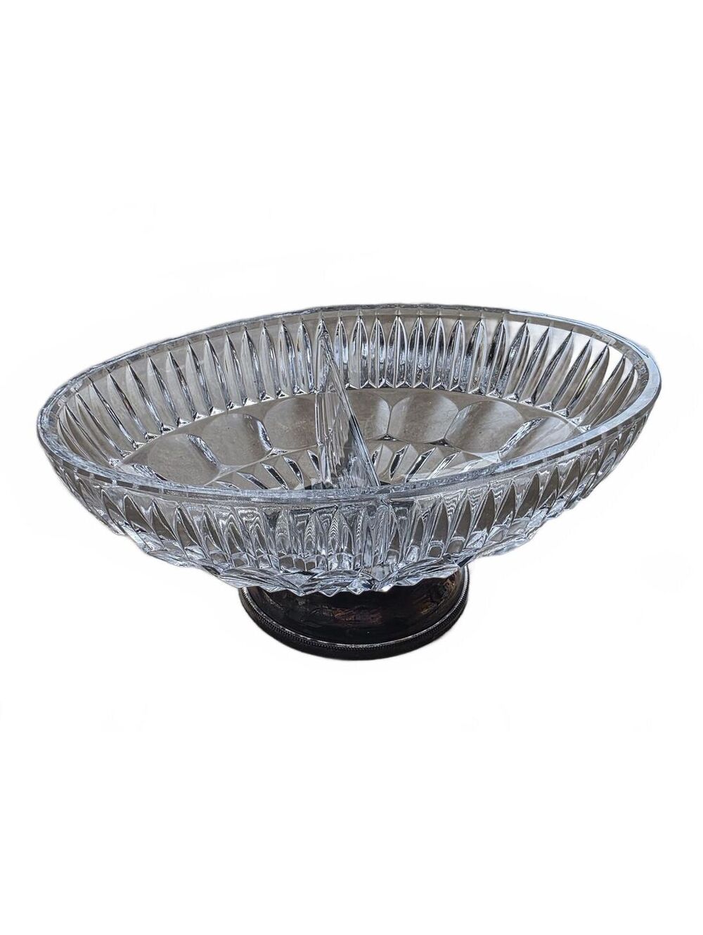 William Adams Towle Crystal Divided Relish Dish Silverplate